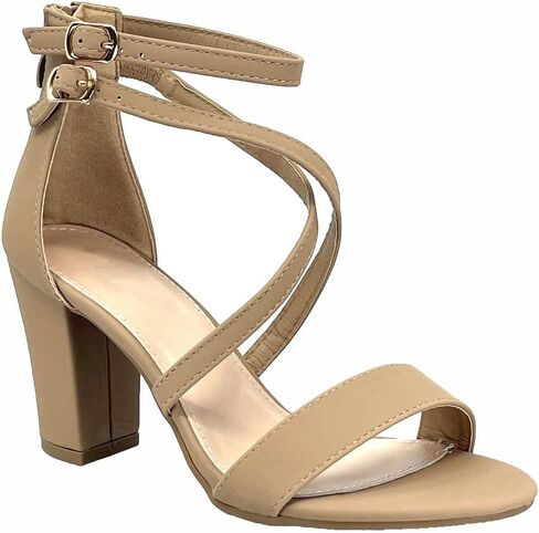 ABSOLEX نساء موضة عبر حزام الكاحل حزام مفتوح اصبع القدم كتلة عالية الكعب صندل زفاف/حفلة/متأنق/حذاء رسمي in Kuwait