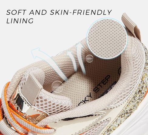 LUCKY STEP Women's Rhinestone Chunky Sneakers Breathable Lace-Up Platform Walking Sneakers Fashion Casual Dad Shoes in Saudi Arabia