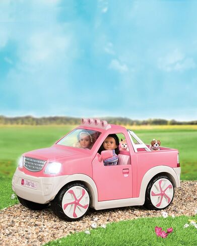Lori Dolls – Ride & Shine Pickup Truck– Pick-Up Truck for Mini Dolls – Pink Car for 6-inch Dolls – Trailer Hitch & Openable Doors – Toy Vehicle for Kids – 3 Years + LO37113C1Z in Kuwait