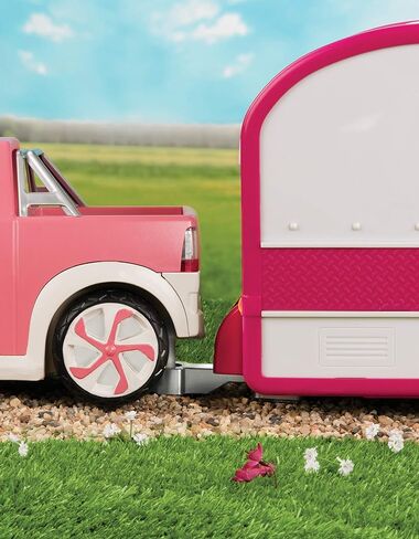 Lori Dolls – Ride & Shine Pickup Truck– Pick-Up Truck for Mini Dolls – Pink Car for 6-inch Dolls – Trailer Hitch & Openable Doors – Toy Vehicle for Kids – 3 Years + LO37113C1Z in Kuwait