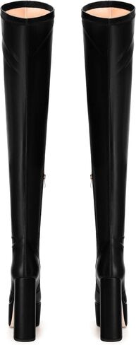 SKYSTERRY Women's Thigh High Boots Over The Knee Platform High Chunky Round Toe Heels Boots Side Zipper Sexy Comfortable Long Boots in Saudi Arabia
