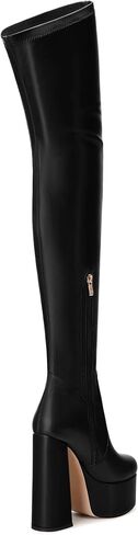 SKYSTERRY Women's Thigh High Boots Over The Knee Platform High Chunky Round Toe Heels Boots Side Zipper Sexy Comfortable Long Boots in Saudi Arabia