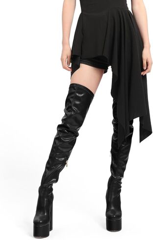 SKYSTERRY Women's Thigh High Boots Over The Knee Platform High Chunky Round Toe Heels Boots Side Zipper Sexy Comfortable Long Boots in Saudi Arabia