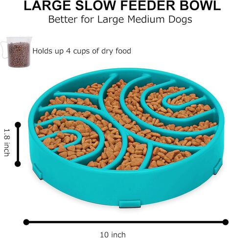 WHIPPY Slow Feeder Dog Bowls Anti-Choking Maze Dog Food Bowl Anti-Slip Interactive Dog Puzzle Feeder Dog Bowl Pet Bowl for Large Medium Dogs,Grey in Kuwait