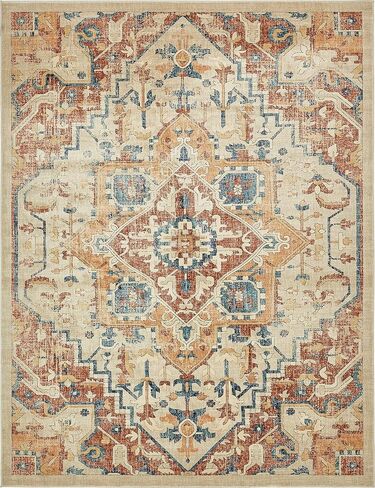 Unique Loom Oslo Collection Distressed Botanical Medallion Beige Area Rug (5' x 8') in Saudi Arabia
