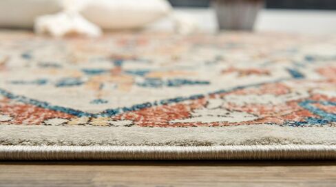 Unique Loom Oslo Collection Distressed Botanical Medallion Beige Area Rug (5' x 8') in Saudi Arabia