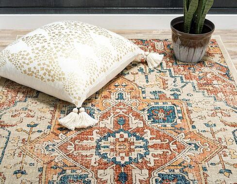 Unique Loom Oslo Collection Distressed Botanical Medallion Beige Area Rug (5' x 8') in Saudi Arabia