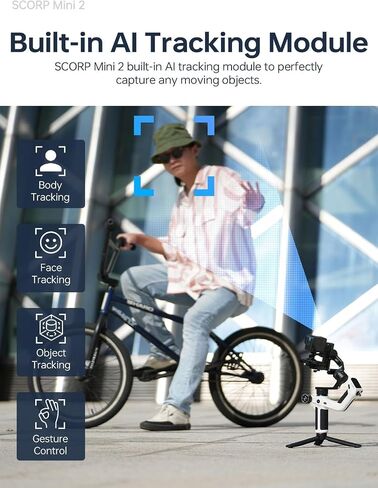 FeiyuTech Official SCORP Mini 2 Kit Gimbal,3-Axis Camera Stabilizer with AI Tracker Fill Light,1,3IN Touch Sreen, for Mirrorless Camera,Smartphone,Action Camera,with Carrying Case,Extension Rod,White in Saudi Arabia