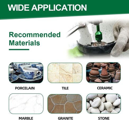 Tile Hole Saw Kit - 6/6/8/20/25/35/50/75/100mm Diamond Core Drill Bit+4/5" Finger Milling Bit+2" Beveling Chamfer Bit+SDS Adapter to 5/8"-11 Thread for Porcelain Ceramic Tile Granite Marble in Saudi Arabia
