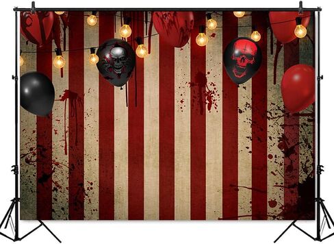 Mocsicka Halloween Circus Photography Backdrop Horror Circus Carnival Bloody Wall Background Circus Themed Halloween Party Cake Table Decoration Banner Photo Booth Props (7x5ft) in Saudi Arabia