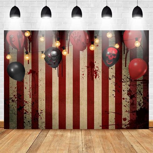 Mocsicka Halloween Circus Photography Backdrop Horror Circus Carnival Bloody Wall Background Circus Themed Halloween Party Cake Table Decoration Banner Photo Booth Props (7x5ft) in Saudi Arabia