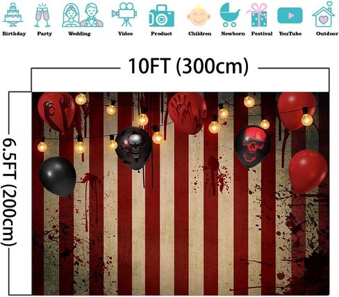 Mocsicka Halloween Circus Photography Backdrop Horror Circus Carnival Bloody Wall Background Circus Themed Halloween Party Cake Table Decoration Banner Photo Booth Props (7x5ft) in Saudi Arabia