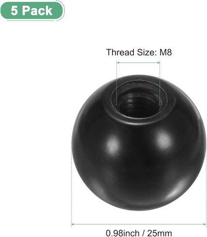 5 عبوات من المقابض الكروية الملولبة، خيط أنثى M8 بقطر 30 مم. مقبض كروي حراري للمخرطة/الآلة/جزازات العشب، مقبض رافعة فينولية مستديرة [أحمر] in Kuwait