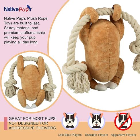 Native Pup Dog Toy with Rope and Squeaker, Avocado, Cow, Sloth, Shark, Candy Corn, Santa, Turkey (Avocado) in Saudi Arabia