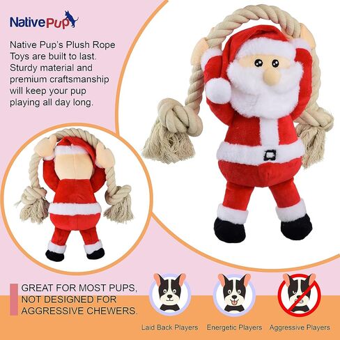 Native Pup Dog Toy with Rope and Squeaker, Avocado, Cow, Sloth, Shark, Candy Corn, Santa, Turkey (Avocado) in Saudi Arabia