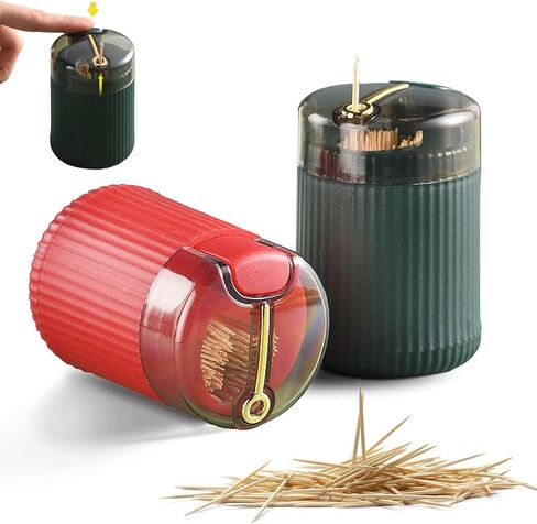 Automatic Toothpick Dispenser, Toothpick Holder, Toothpicks Holder Dispenser, Pop Up Toothpick Dispenser, Toothpick Holder Dispenser, Toothpick Dispenser (Dark Green+Light Green) in Saudi Arabia
