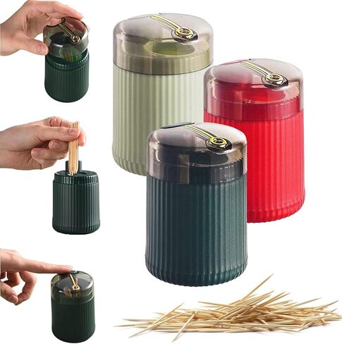 Automatic Toothpick Dispenser, Toothpick Holder, Toothpicks Holder Dispenser, Pop Up Toothpick Dispenser, Toothpick Holder Dispenser, Toothpick Dispenser (Dark Green+Light Green) in Saudi Arabia