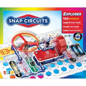 Snap Circuits Jr. SC-100 Electronics Exploration Kit, Over 100 Projects, Full Color Project Manual, 28 Snap Circuits Parts, STEM Educational Toy for Kids 8 +