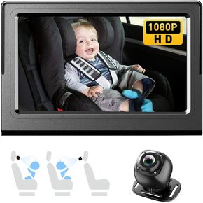 Baby Car Camera，4.3"HD Night Vision Function Car Mirror Display，360 Rotation Rear Facing Car Baby Monitor with Camera Night Vision，Wide Clear View，Easily Observe the Baby's Move
