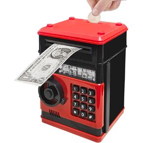 Piggy Bank Electronic Mini ATM for Kids Baby Toy, Safe Coin Banks Money Saving Box Password Code Lock for Children,Boys Girls Best Gift (Black)