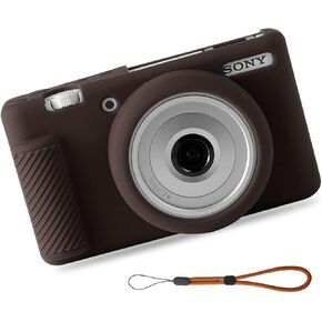Camera Case for ZV-1F Vlog Camera, Anti-Scratch Slim Fit Soft Sleeve, ZV-1F Camera Silicone Cover with Strap Wrist for Sony ZV-1F, ZV-1 II/ZV-1M2 Digital Camera(Coffee)