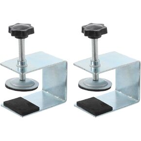 uxcell 2 Pcs Drawer Front Installation Clamps, Adjustable Drawer Fixing Clips, Galvanized Woodworking Jig for Tables Desks Mount, Silver