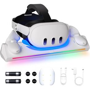 محطة شحن لملحقات Meta Oculus Quest 3، محول سريع 30 وات لقاعدة شحن Oculus Quest 3 مع مؤشر LED