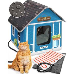 Weatherproof Heated Cat House for Outdoor Cats in Winter - Easy to Assemble Outdoor Heated Cat House