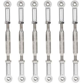 Tbest Push Rod, 6Pcs 88mm Aluminum Alloy Adjustable Push Rods Turnbuckle Rod Linkage for RC Car Models