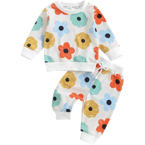 Infant Baby Girl Fall Outfit Long Sleeve Print Sweatshirt + Cute Pants Toddler Girl Winter Spring Clothes (Multi-color, 2-3T)
