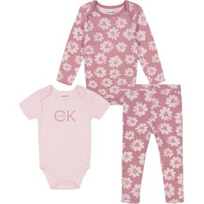 Calvin Klein baby-girls 3pc Creeper Pant Set