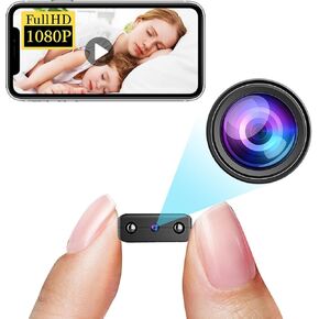 Smallest Wireless WiFi Battery Camera,HD1080P Remote Camera,Portable Video Recording Live Feed,Smart Home Baby Monitor with Night Vision,Motion Detection,Cloud Storage for Security with iOS Android