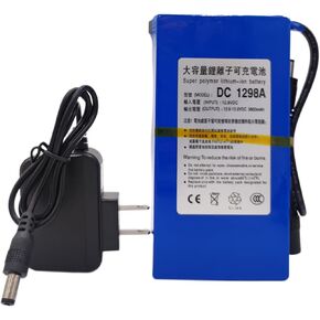 12V DC 1298A 9800mAh Super Rechargeable Protable Li-ion Lithium Battery Pack DC1298A 2A for DVDs CCTV MP4 Players,Led Light Strip,Camera with Charger (Blue)