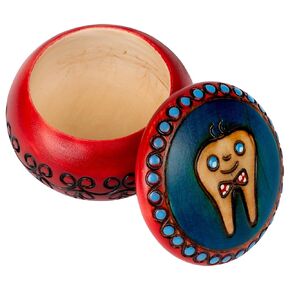 HlpiAMok Aeiniweraabbcc SPPRANDOM TOOTH FAIRY BOX Polish Handmade Wooden Round Boy's Tooth and Curl Box First Tooth Keepsake Box