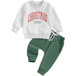 TheFound Christmas Baby Boy Outfit Gingerbread Man Embroidery Sweatshirt Drawstring Pant Xmas Toddler Baby Boy Clothes