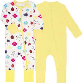 hibshaby Baby Footless Pajamas Girls Boys Zippy Pjs Rayon Made from Bamboo Sleepers Sleep 'N Play Romper - 0-24 Months