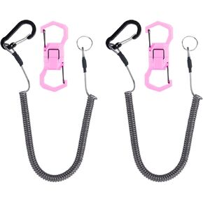 4 Pcs Fishing Lanyard Heavy Duty Retractable Coiled Tether, Fishing Net Magnetic Release Clip Holder Retractor with Carabiner and Split Ring for Pliers, Tools