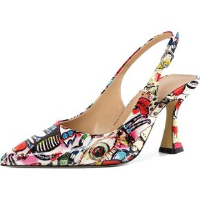Soireelady Women's Slingback Heels Pointed Toe High Heel Stiletto Heels Fashion Dress Shoes 3.5 Inch