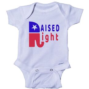 Ink Trendz Raised Right Conservative Republican Cute Baby One-Piece Bodysuit Onesie