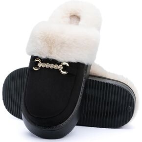 Womens Fuzzy Memory Foam Slippers for Women Winter House Slippers Warm Comfy Shoes Indoor Outdoor Suede Platform with Anti-Skid Sole Gift for Women Mom Ladies