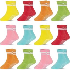 HYCLES Toddler Socks Non-Slip Baby Socks Boys Girls Double Striped Slipper Grips Socks For 6-12 Month Infant 1-7 Years Kids