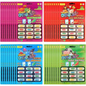 Sumind 36 Pcs Magic Capsules 4 Theme in Water Animals Toys Dinosaur Sea Farm Zoo Animal Capsules Water Toys Party Cognition Sponge Pills Toys Bath Expanding Foam Animal Toy
