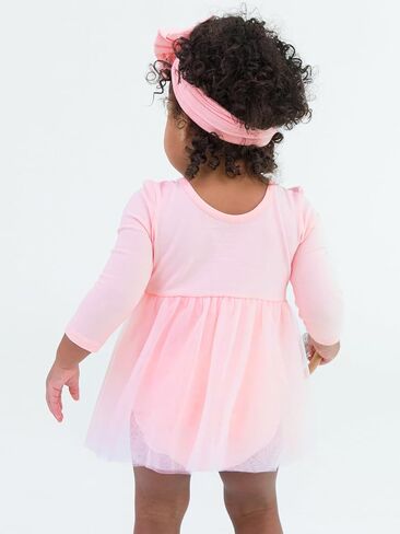 RuffleButts Baby/Toddler Long Sleeve Tulle Skirted Romper in Kuwait