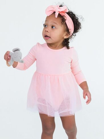 RuffleButts Baby/Toddler Long Sleeve Tulle Skirted Romper in Kuwait