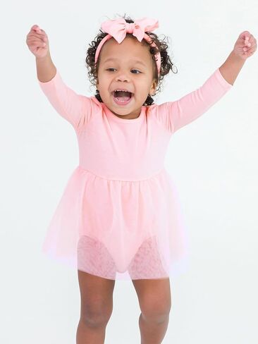 RuffleButts Baby/Toddler Long Sleeve Tulle Skirted Romper in Kuwait