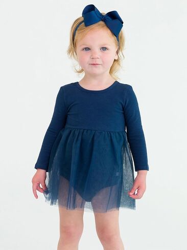 RuffleButts Baby/Toddler Long Sleeve Tulle Skirted Romper in Kuwait