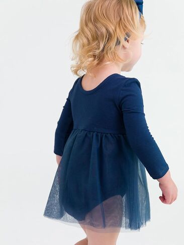 RuffleButts Baby/Toddler Long Sleeve Tulle Skirted Romper in Kuwait