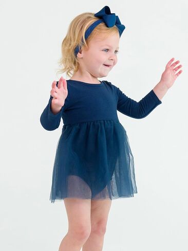 RuffleButts Baby/Toddler Long Sleeve Tulle Skirted Romper in Kuwait