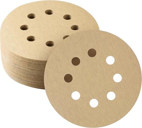 Shaywa 50 PCS 80 Grit 5 Inch 8 Hole Hook and Loop Gold Sanding Discs Orbital Sander Pads Sandpaper for Orbital Sander Sand Paper for Automotive and Woodworking in Saudi Arabia