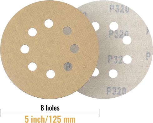 Shaywa 50 PCS 80 Grit 5 Inch 8 Hole Hook and Loop Gold Sanding Discs Orbital Sander Pads Sandpaper for Orbital Sander Sand Paper for Automotive and Woodworking in Saudi Arabia